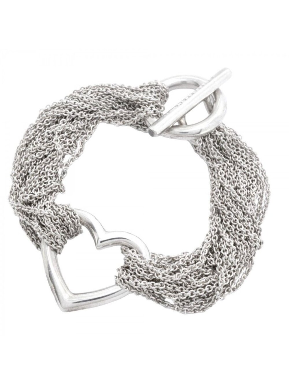 Tiffany & Co Bracelet Open Heart Toggle 925 Sterling Silver